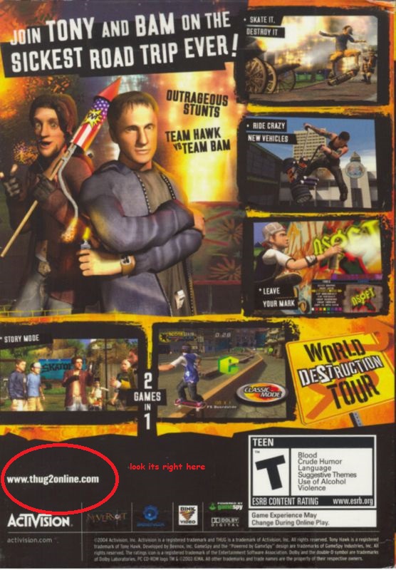 THPS Back Cover